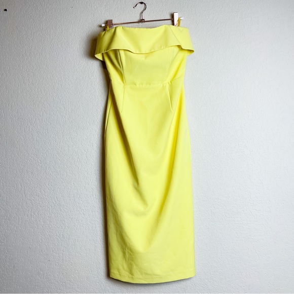 Bardot Georgia Strapless Cocktail Dress Yellow Midi Size 4 XS - Picture 2 of 5
